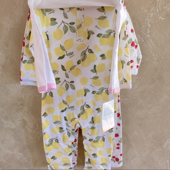 Hudson Baby Onesie Three Piece Lemon and Strawberry Set - Picture 7 of 8